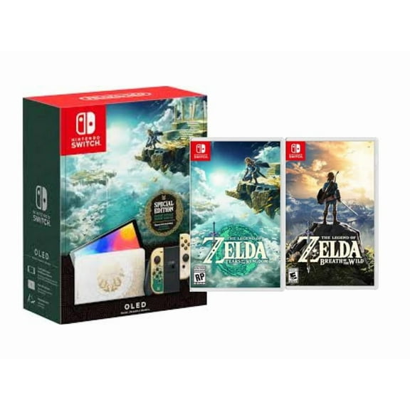 Nintendo Switch OLED Ultimate Zelda Bundle – Special Edition Zelda Console (JP Edition) with The Legend of Zelda: Tears of the Kingdom & Breath of the Wild