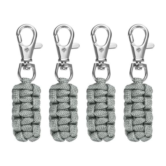Paracord Zipper Pulls [4PCS] - Paracord Lanyard Keychain Use for Luggage & Backpack & Jacket - [Gray]