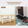 thumbnail image 4 of Fionafurn 33.5" Solid Wood Shoe Bench 3-Tier Shoe Storage Rack Organizer for Entryway Hallway Closet Living Room Bathroom, Natural, 4 of 10