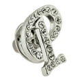 thumbnail image 2 of Silver Plated Rhinestone Alphabet Letter P Lapel Pin, 2 of 3