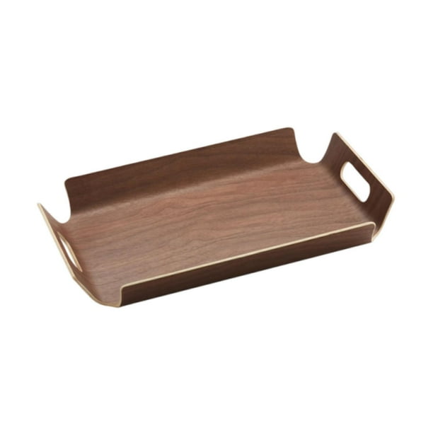 Bandeja de madera para servir, bandeja para servir, portavasos, bandeja sencilla para desayuno y cena con S