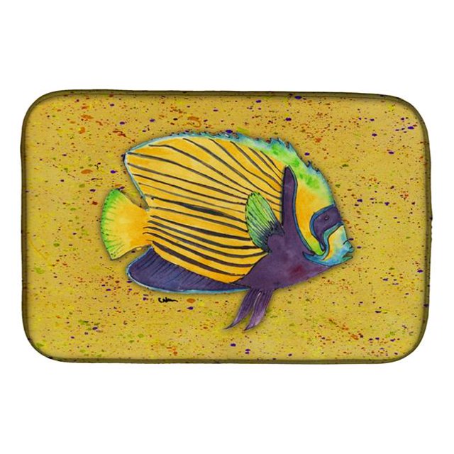 Carolines Treasures 8577DDM Tropical Fish on Mustard Dish Drying Mat