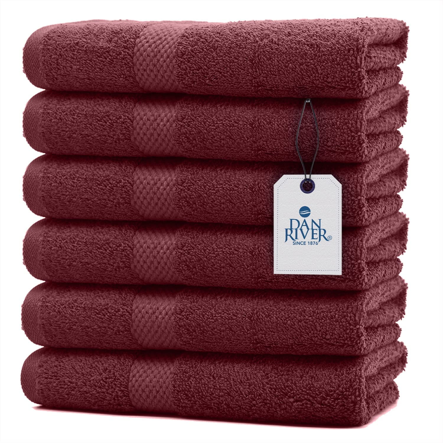 DAN RIVER 100 Cotton Hand Towel Set of 6 Ultra Soft Bathroom Hand