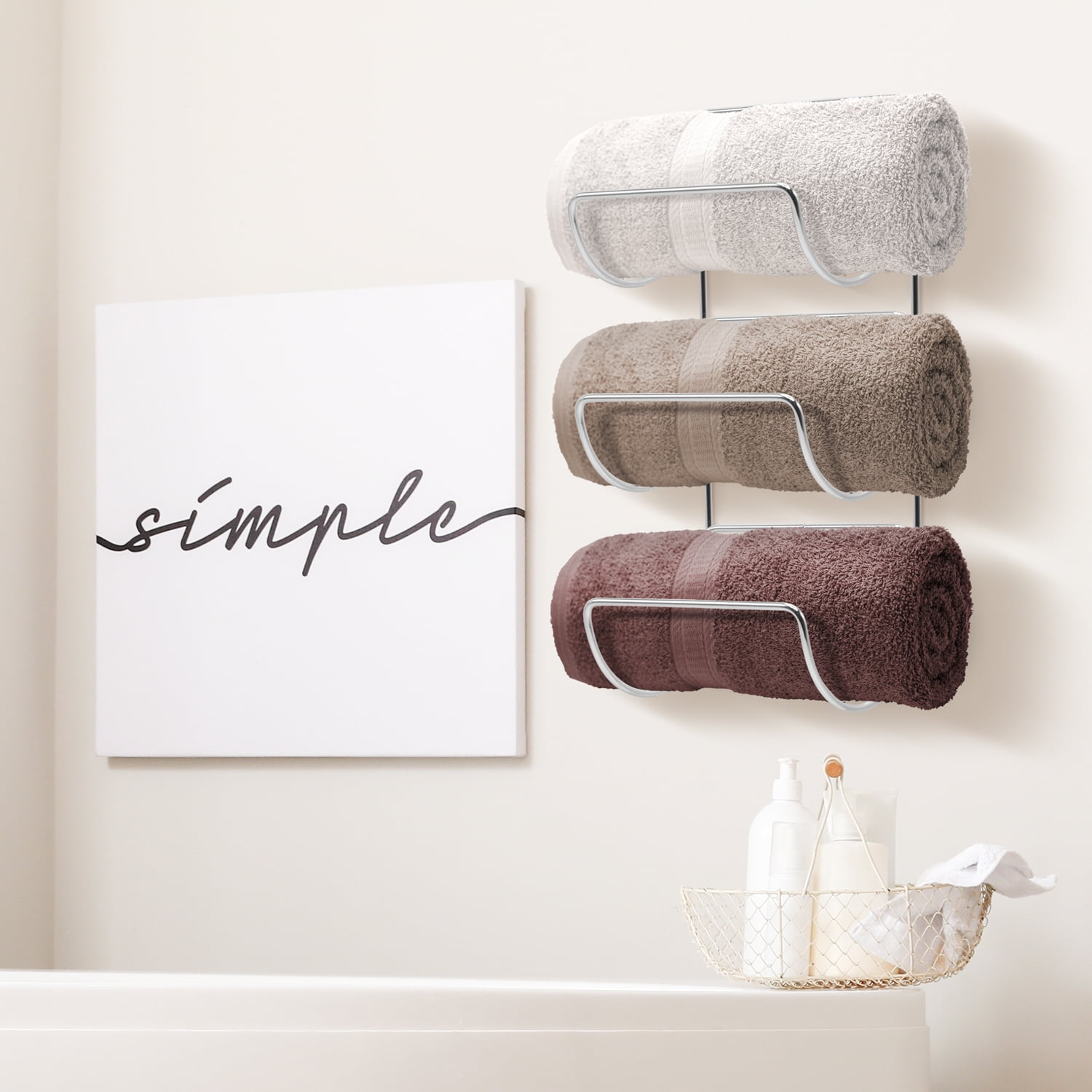 Sorbus Wall Mounted Metal Towel Rack Holder for Bathroom 2 x 2-Pack- Set of 4 (Silver)