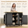 thumbnail image 3 of Black Kitchen Island Cart with Drop Leaf & Storage - Rolling Kitchen Island Table, 49" x 31" - Farmhouse Style Prep Station for Living Room, Dining Area, 3 of 7