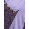 thumbnail image 4 of Camiseta Irregular de Talla Grande de Color Bloque con Cuello de Chal Rosegal  Mangas largas de talla grande, 4 of 5