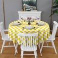 thumbnail image 2 of Yellow and White Checkered Pattern Round Tablecloth 60"x60",Wrinkle Wipeable Table Cloth for Kitchen Dining Room Picnic Patio Party, 2 of 6
