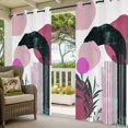 thumbnail image 2 of Outdoor Curtains for Patio Waterproof Pink Boho Indoor/Outdoor Curtain Tiebacks Geometric Line Leaves Privacy Curtain Sun Block Grommet Drapes for Pergolas Gazebo Porch Balcony 2 Panel 54x108 Inch, 2 of 9
