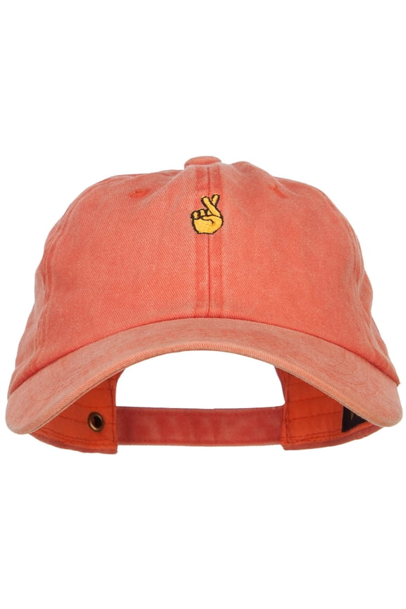 Mini Fingers Crossed Embroidered Unstructured Dyed Cap - Orange OSFM