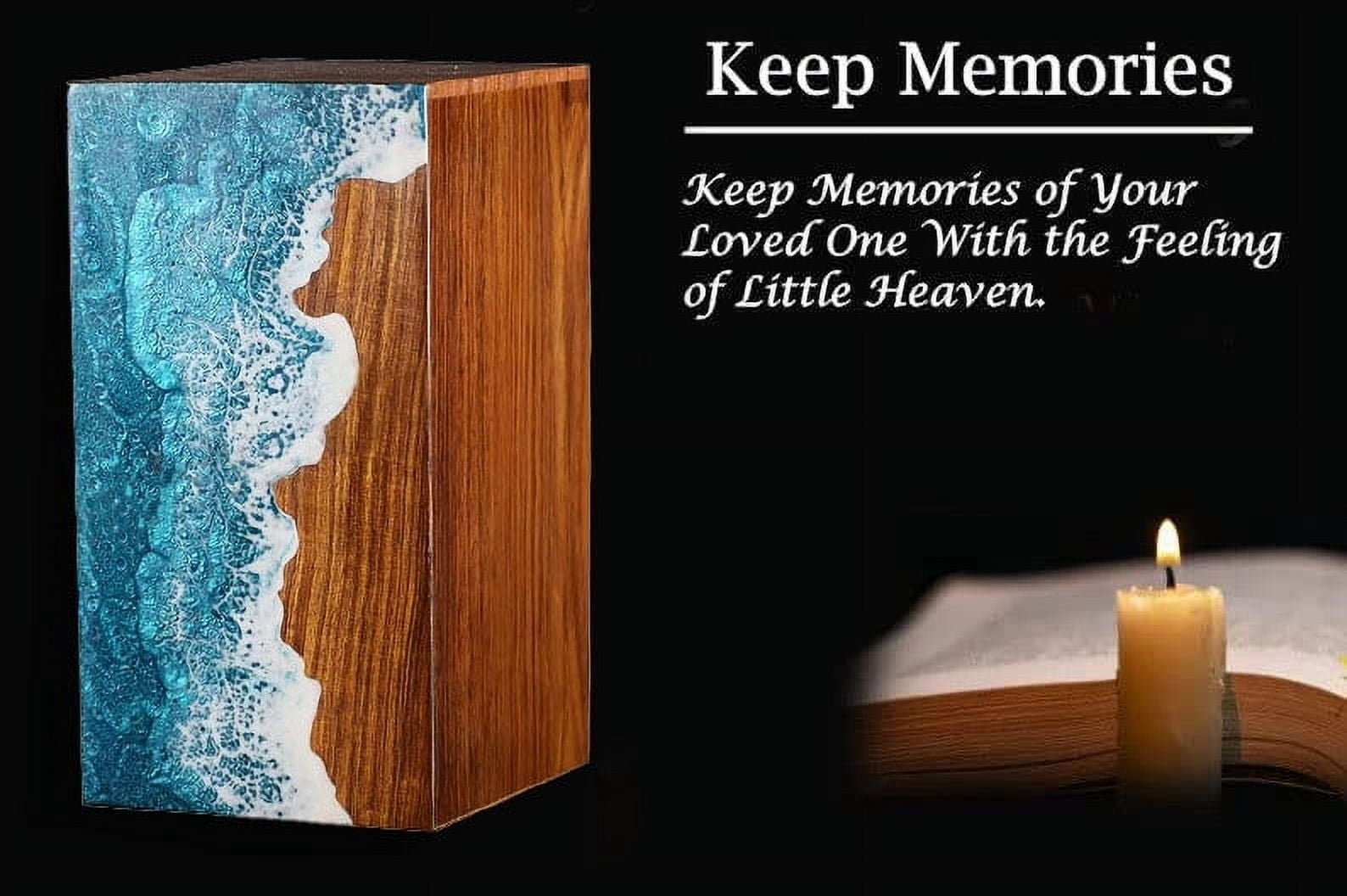 Rosewood Urn for Human Ashes Adult, Cremation Urn for Pets Ashes Urn for Dog Ashes, Resin Ocean Wave Design Memorial Urn Box