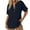Dark blue, variant on Casual V-Neck T-Shirts for Women - Short Sleeve Solid Color Tops (Soft Cotton, Daily Wear Essential) Black XXL