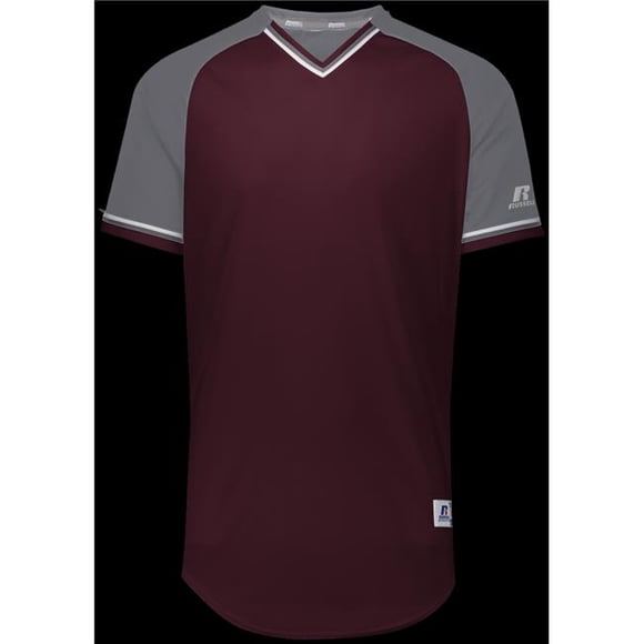 Youth Classic V-Neck Jersey - Maroon, Steel & White - Small