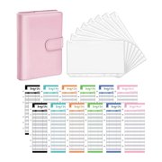 VONKY PU Leather Notebook Binder Clear Binder Pockets Budget Envelope Pink