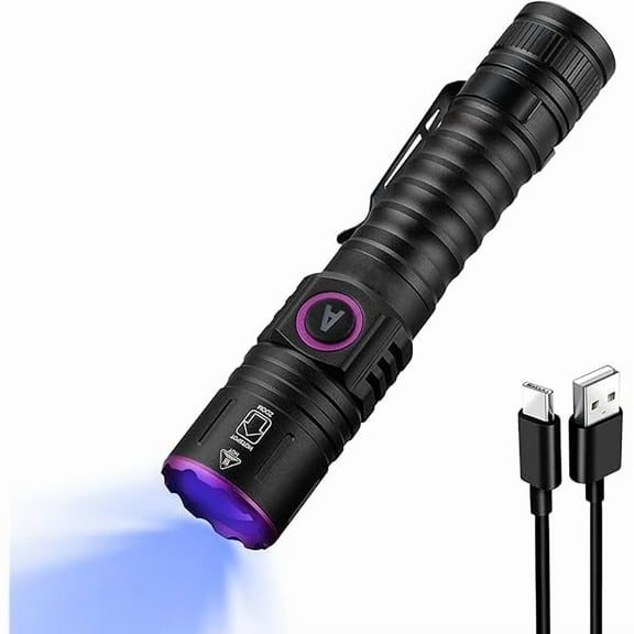 ZCUV Flashlight 365nm, Black Light Flashlight LED, USB Rechargeable UV Light, Blacklight Flashlights for UV Resin Light Curing, Leak Detection and Pet Urine Detection