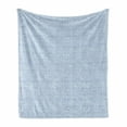 thumbnail image 1 of Geometric Soft Flannel Fleece Blanket, Continuous Pattern with Lattice Style Tiny Squares Simplistic Grid Print, Cozy Plush for Indoor and Outdoor Use, 50" x 70", Sea Blue and White, by Ambesonne, 1 of 5
