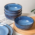 thumbnail image 3 of ALOFMO 12 Piece Stoneware Dinnerware Set for 4, Blue Reactive Glaze Plates and Bowls, Microwave & Dishwasher Safe, 3 of 9