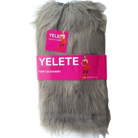 Lady's Furry Leg Warmers - Yelete Fluffy Boot Cover (Brown)