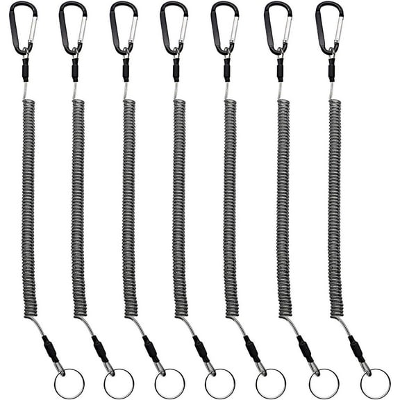 Fishing Lanyard Retractable Coiled Tether with Aluminium Alloy Carabiner Clip for Pliers/Boating/Tools