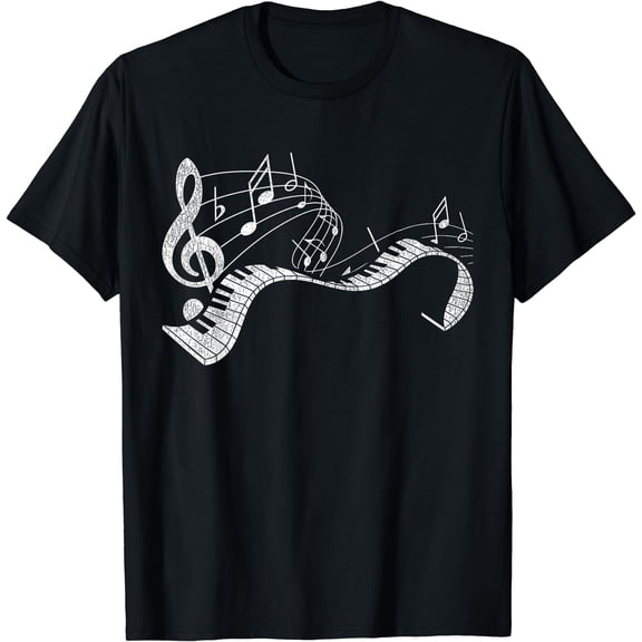 Pianist Music Notes Treble Clef Piano Player Keyboard Piano T-Shirt Black Small