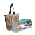 thumbnail image 2 of Open Top Canvas Tote Bag with Zipper Reusable Shopping Bag 13.5x15" Roomy Carryall Enchanted Flowers Painting, 2 of 9