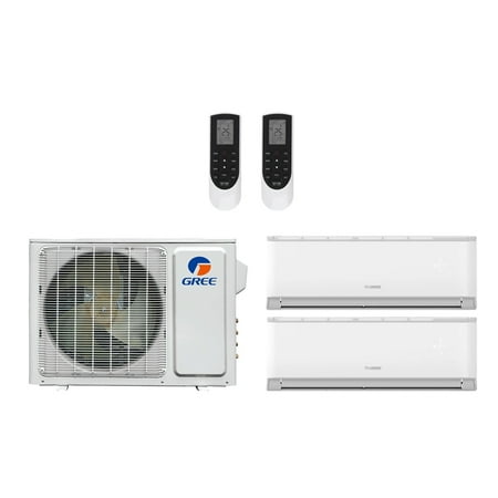 

Gree 18 000 Btu 22 Seer 2-Zone Ductless Mini Split Heat Pump System - 9K-9K