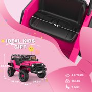 Farmdex 24V Ride on Car, Ride on Truck for Toddlers with Remote Control, Electric Car for Boys Girls Age 3+, Bluetooth, Music, LED Lights, Spring Suspension, 3 Speeds, Pink