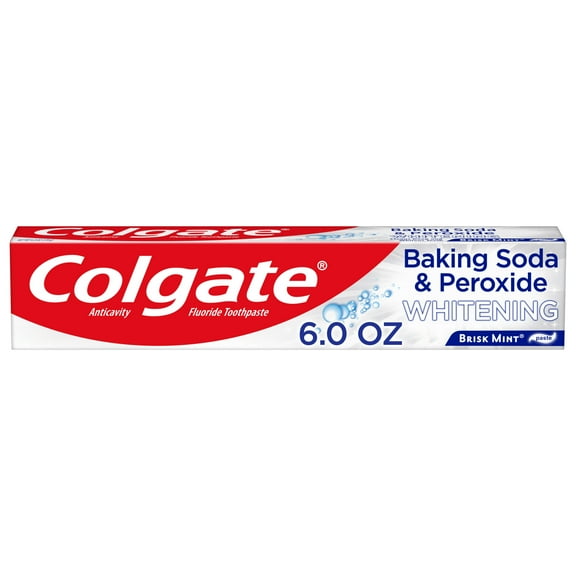 Colgate Baking Soda and Peroxide Whitening Toothpaste, Brisk Mint, 6 oz Tube