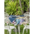 thumbnail image 2 of Happy Easter Outdoor Tablecloth - 60 Inch Round Dining Table Cover, Spring Grey Bunny Colorful Eggs Flower Brown Waterproof Outdoor Table Cloth with Umbrella Hole & Zipper for Picnic/Patio/Party, 2 of 7