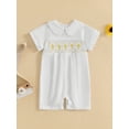 thumbnail image 2 of Suealasg Baby Boys Summer Jumpsuit Short Sleeve Doll Collar Print Romper Bodysuit Infant One Piece Clothes, 2 of 8