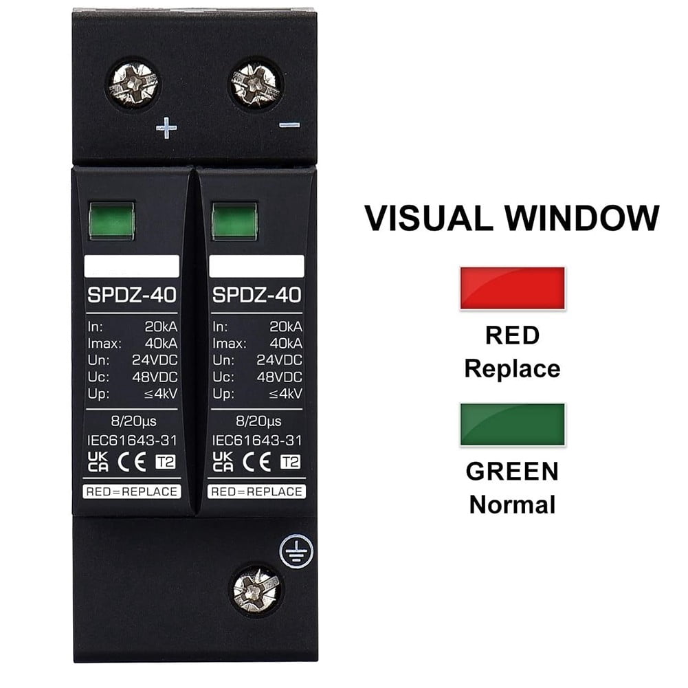 Solar Surge Protector PV DC 24V 2P 40KA Voltage Protection House Surge Protector