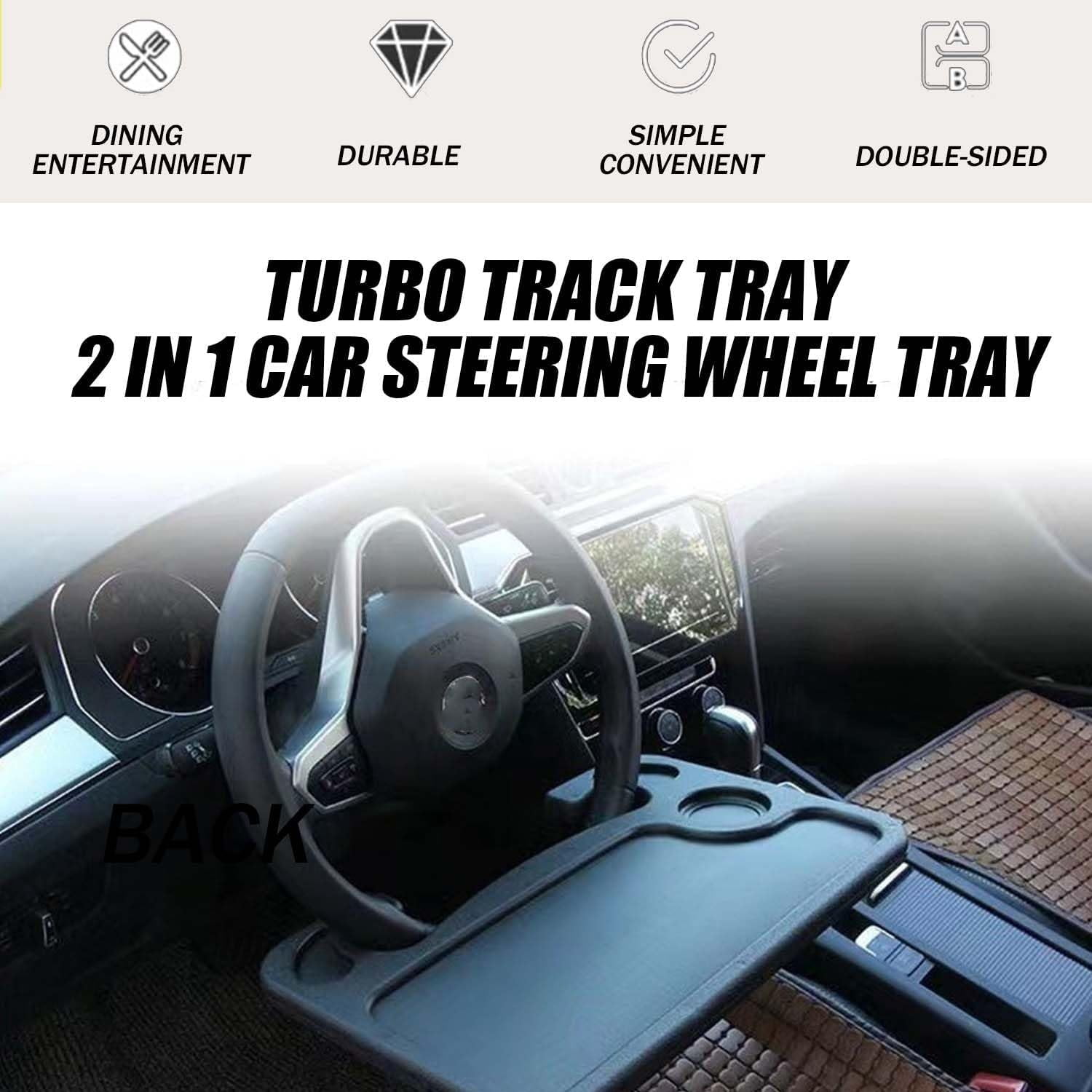 Turbo Track Tray, Turbotrack Tray, 2 in 1 Car Steering Wheel Tray,  Portable Travel Car Seat Tray, Food Tray for Car, Car Trays for Eating, Work