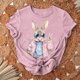thumbnail image 3 of Camiseta de Cuello Redondo de Manga Corta de la Mujer, Top de Moda para Invierno Y Primavera Impresa de Navidad Casual 3/4, 3 of 7
