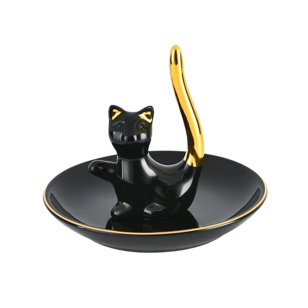 Soporte para anillo de gato, bandeja para llaves de entrada, organizador de joyas de cerámica, soporte para anillos, boda, compromiso, regalos del Día Yinane Porta anillos
