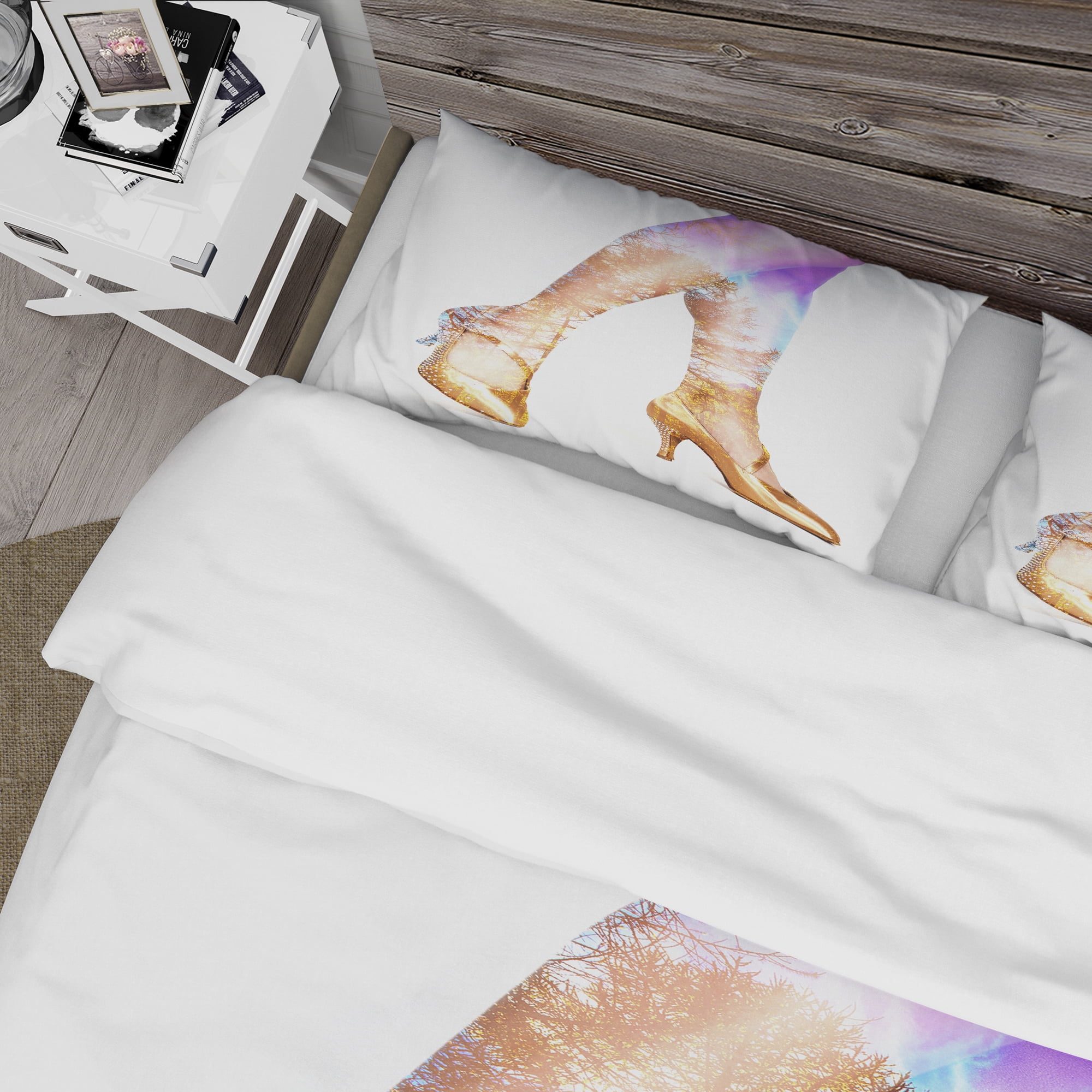 Designart 'Dancer Legs and Treescape Double Exposure' Portrait Duvet Cover Set