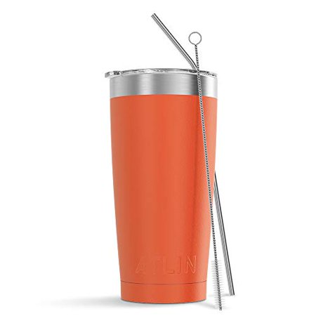 Atlin Tumbler 20 Oz Double Wall Stainless Steel Vacuum Insulation Travel Mug Crystal Clear Lid Water Coffee Cup Straw Included Turquoise For Home Office School Ice Drink Hot Beverage Walmart Com Walmart Com