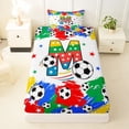 thumbnail image 3 of Castle Fairy Colorful Soccer Letter M Twin Sheets 3pcs, Stars Print Bedding, Yellow Red Blue Green,1 Fitted Sheet, 1 Flat Sheet and 1 Pillowcase, 3 of 6