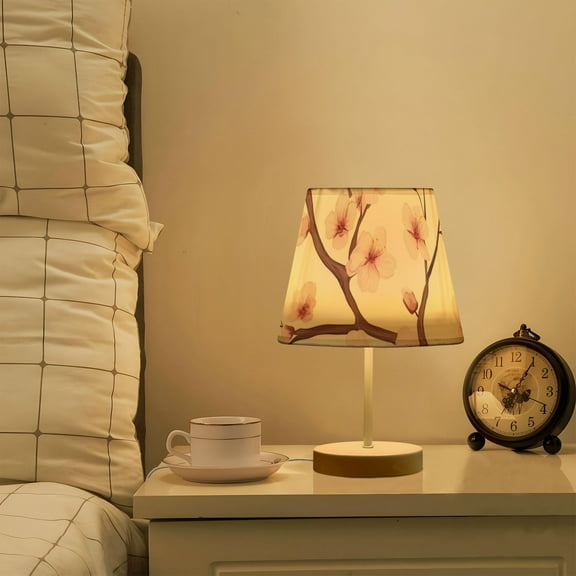 Cherry Flowers Blossom LED Desk Lamp Table Lamp USB Bedside Nightstand Small Lamp for Bedroom Living Room Kids Room