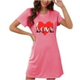 thumbnail image 2 of EOYWHK Valentines Day Shirt Casual Cute Printed Soft Tunic Nightdress Short Sleeve Slim Fit Sleepwear Pajama Tops Lounge Tops Savings, 2 of 3
