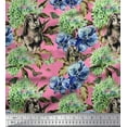 thumbnail image 1 of Soimoi Moss Georgette Fabric Rabbit,Lilac & Pansy Floral Print Fabric by the Yard 42 Inch Wide, 1 of 3