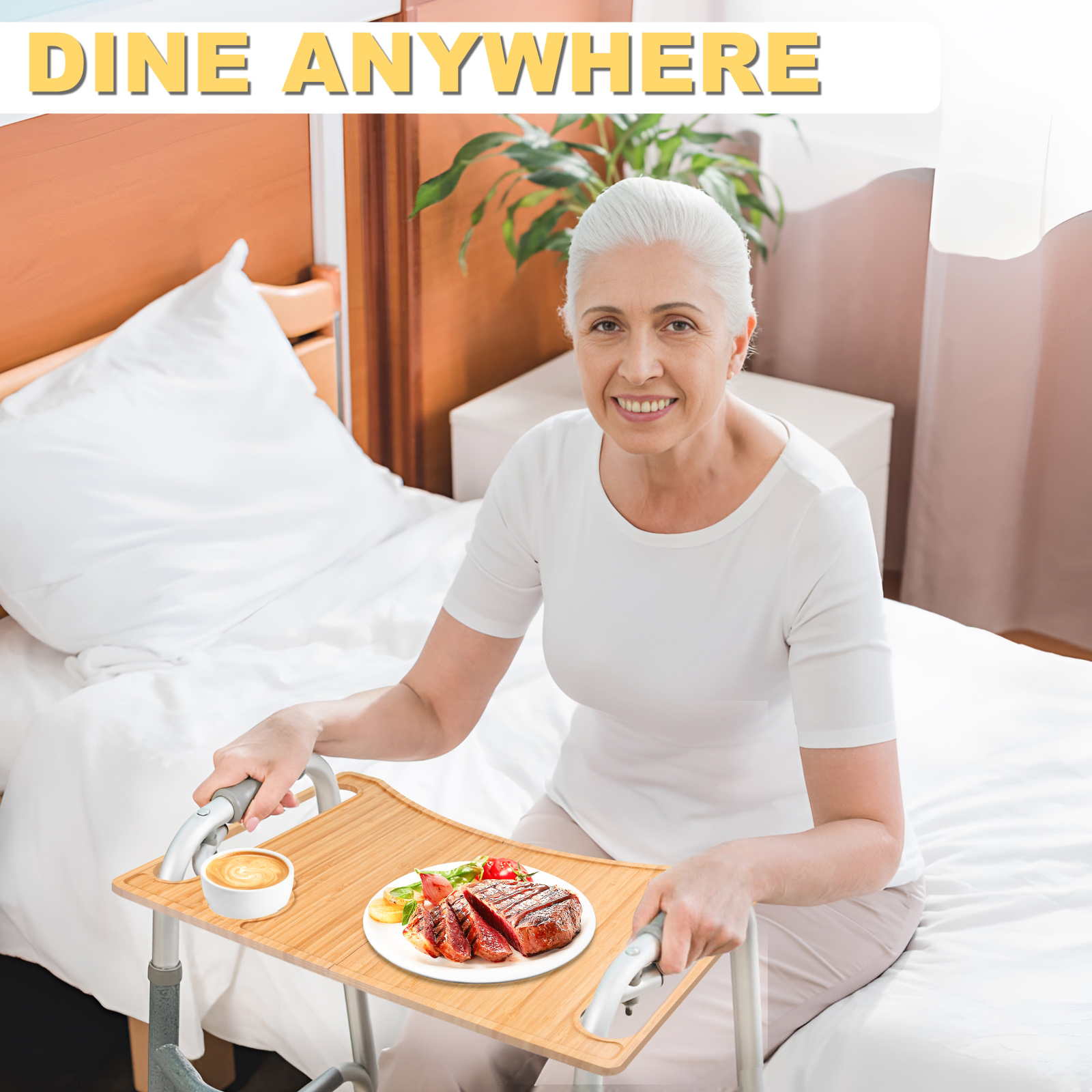 Walker Tray for Folding Walker, Tray for Walker for Seniors Detachable with Cup Holder, Foldable Walker Accessories for Elderly,Tray Table Fits Most Standard Walkers