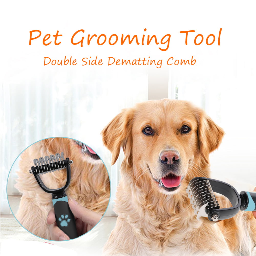 Start with 11 Teeth Side for Stubborn Mats and Tangles and Finish with 23 Teeth Side for Thinning and Deshedding Achieve Faster and Professional Dematting Results 2-in-1 Cute Paws Dematting Tool 