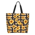 thumbnail image 1 of Fotbe Vintage Black White Plaid Sunflowe Bolsa Tote Estética de Lona con Estampado para Mujer - Bolsa Reutilizable de Hombro Casual para Vacaciones, Compras, Trabajo y Gimnasio, 1 of 8