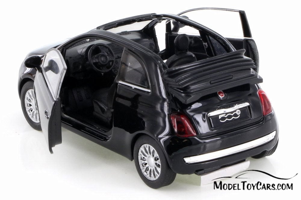 2010 Fiat 500C, Black - Welly 43612D - Diecast Model Toy Car