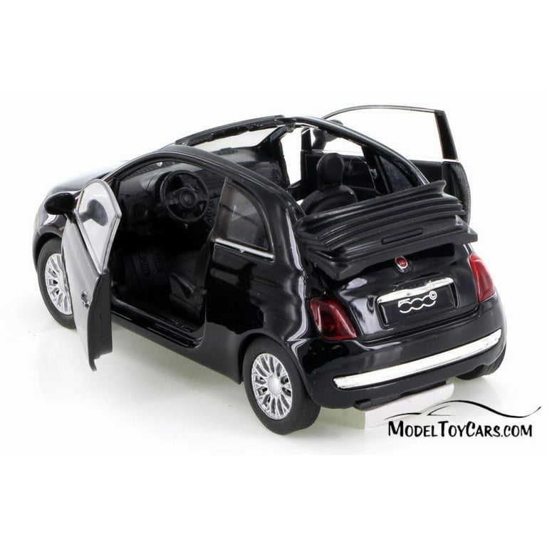 2010 Fiat 500C, Black - Welly 43612D - Diecast Model Toy Car
