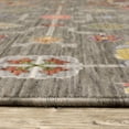 thumbnail image 5 of 6' X 9' Grey Charcoal Yellow Blue Rust Red Pink Green And Ivory Oriental Power Loom Stain Resistant Area Rug With Fringe, 5 of 5