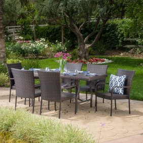 Bar Table Set With Barstools 7 Piece Outdoor Wicker Patio