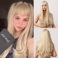 thumbnail image 2 of HENRY MARGU, pelucas largas onduladas naturales de rubio platino con flequillo, pelucas sintéticas Lolita para fiesta de Cosplay para mujeres, fibra resistente al calor Tan Jianjun unisex, 2 of 2