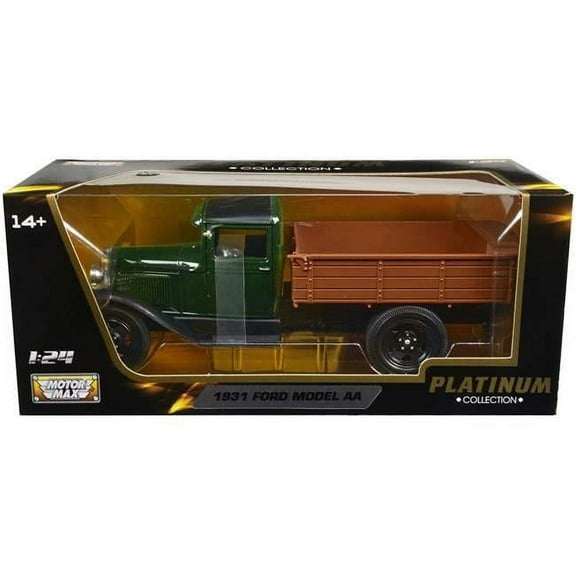 1931 Ford Model AA Pickup Truck Dark Green and Black Platinum Collection Series 1/24 Diecast Model Car by Motormax