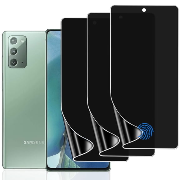ZYQEEE Privacy Screen Protector for Samsung Galaxy Note 20, Anti-Spy Flexible TPU Hydrogel Film for Galaxy Note 20, Support Fingerprint Unlock,Curved Coverage, 3 Pack