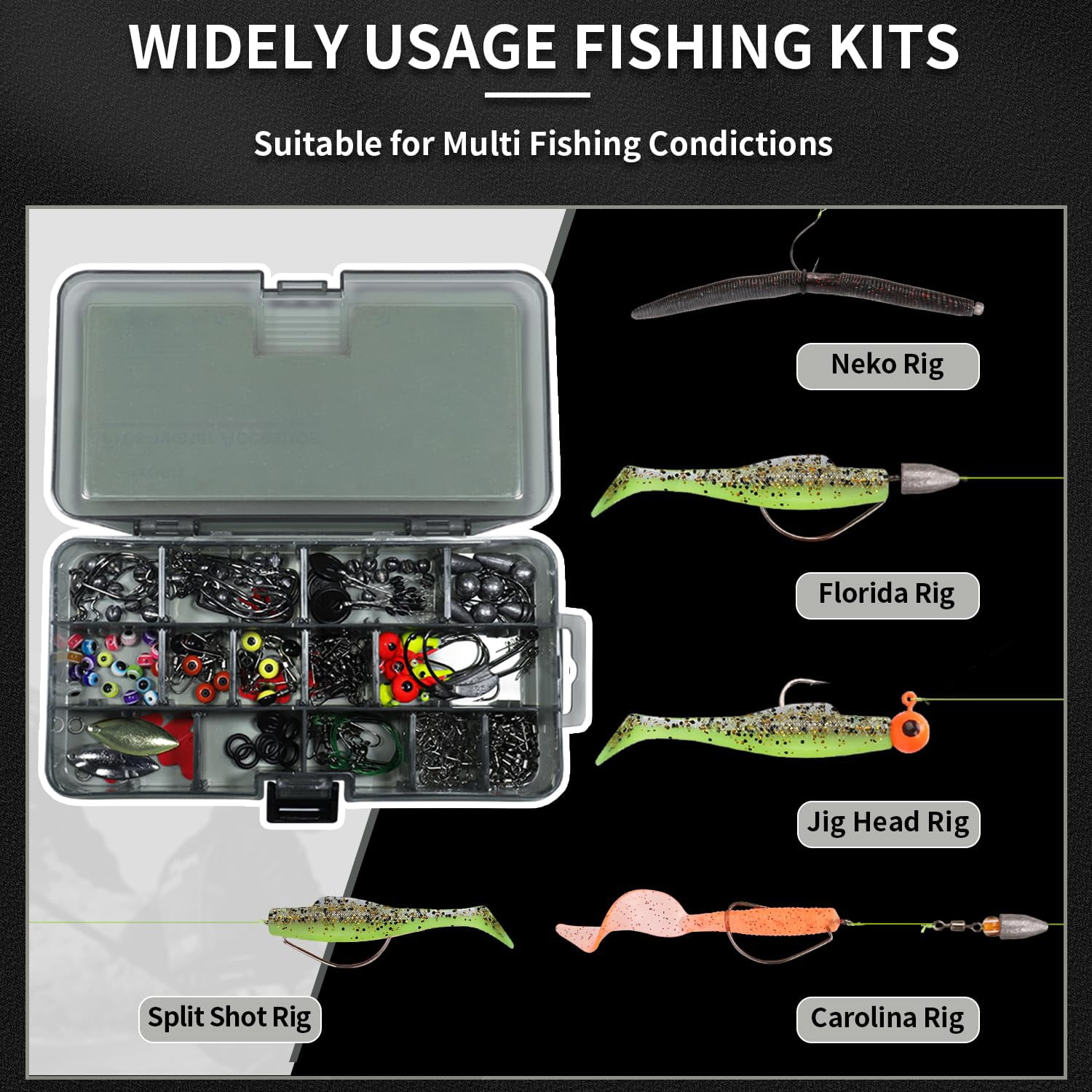 Fishing Lures Accessories Kit With Tackle Box  Hooks Minnow Crankbait Frog Popper Lure Worm Spoon Spinner Bait For Bass Crappie Gear Freshwater Equipment Gifts Men